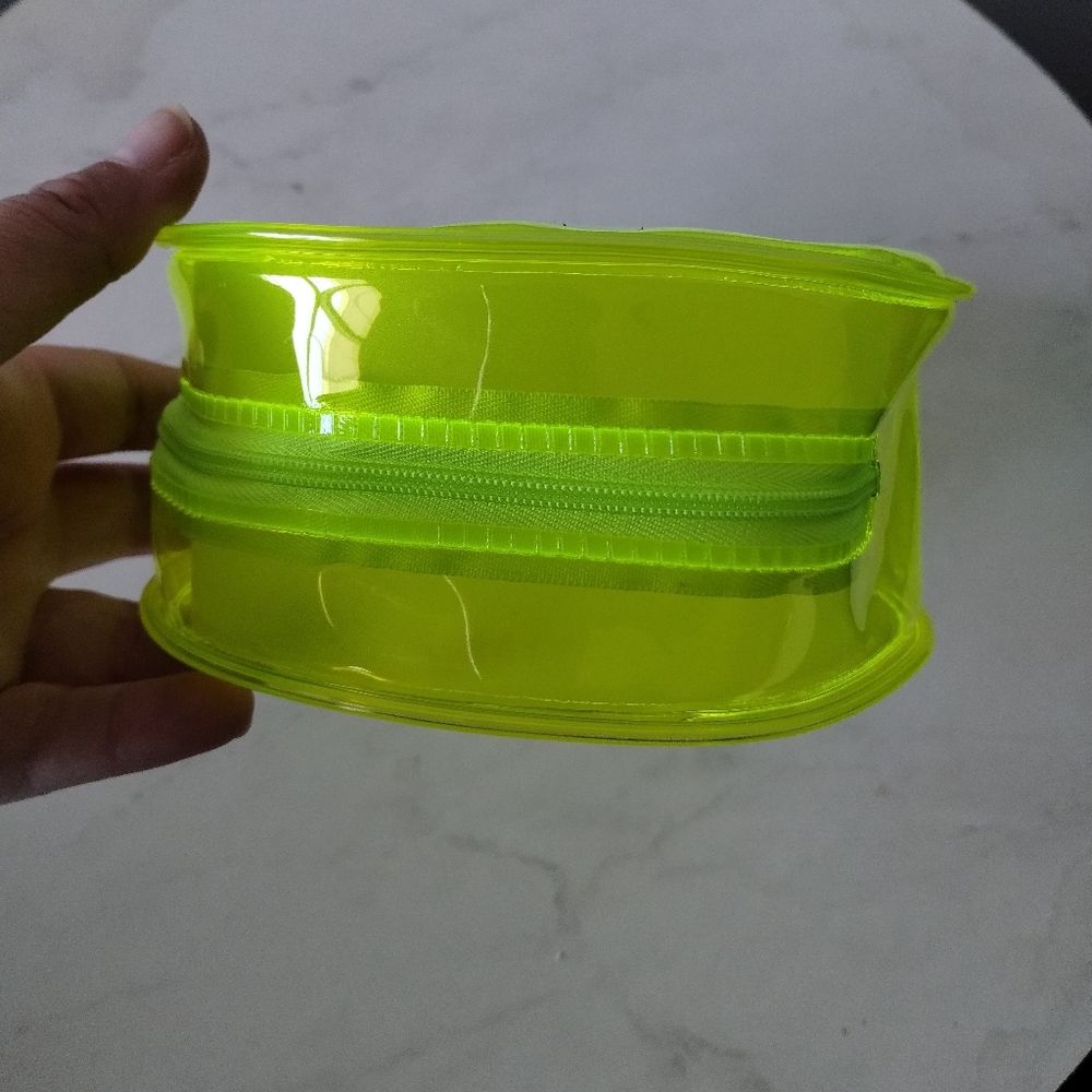 Smiley Face Neon Yellow Clear Pouch NWT - Picture 3 of 3